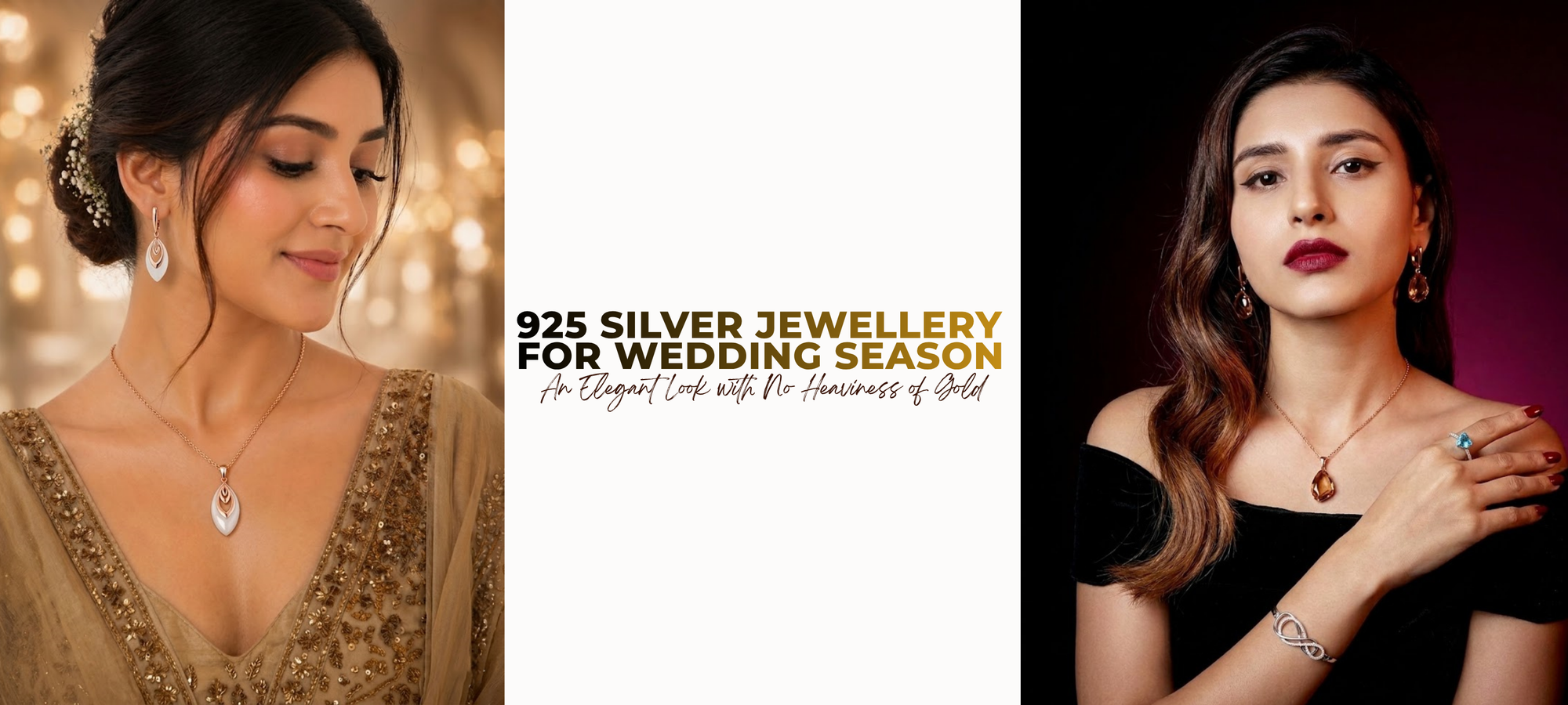 Elegant 925 silver jewellery for weddings and festive occasions earrings, rings, bracelets, and pendants