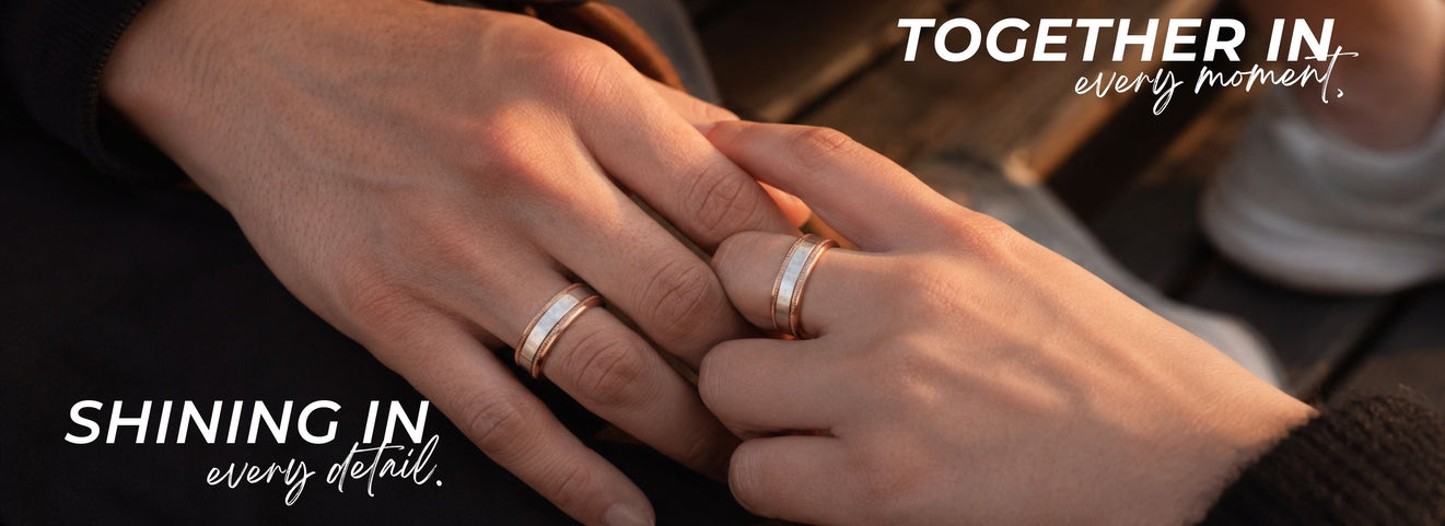 925 sterling silver couple bands for men and women with a modern minimalist design.