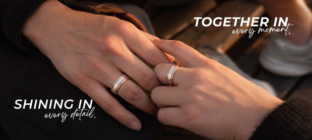 925 sterling silver couple bands for men and women with a modern minimalist design.