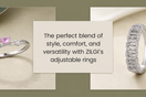 ZILGI adjustable rings with 925 sterling silver pink heart stone ring and CZ diamond look silver ring for women