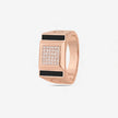Rose Gold Rectangle Black CZ 925 Sterling Silver Ring for Men