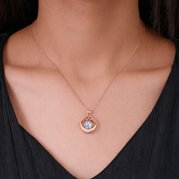 Pure Glow Diamond CZ 925 Sterling Silver Pendant Chain for Women