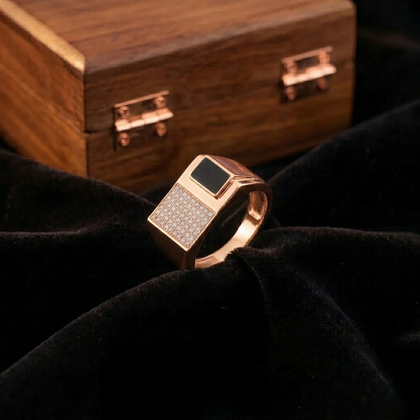 Luxury Diamond 925 Sterling Silver Rose Gold Ring for Men