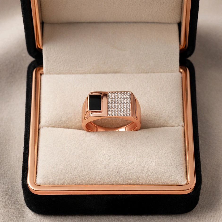 Rose Gold Diamond Look Ring for Men
