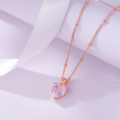 Blush Heart Design 925 Sterling Silver Rose Gold Pendant Chain for Women
