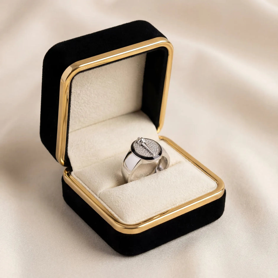 Round Micro Pavé Gada CZ 925 Sterling Silver Ring for Men