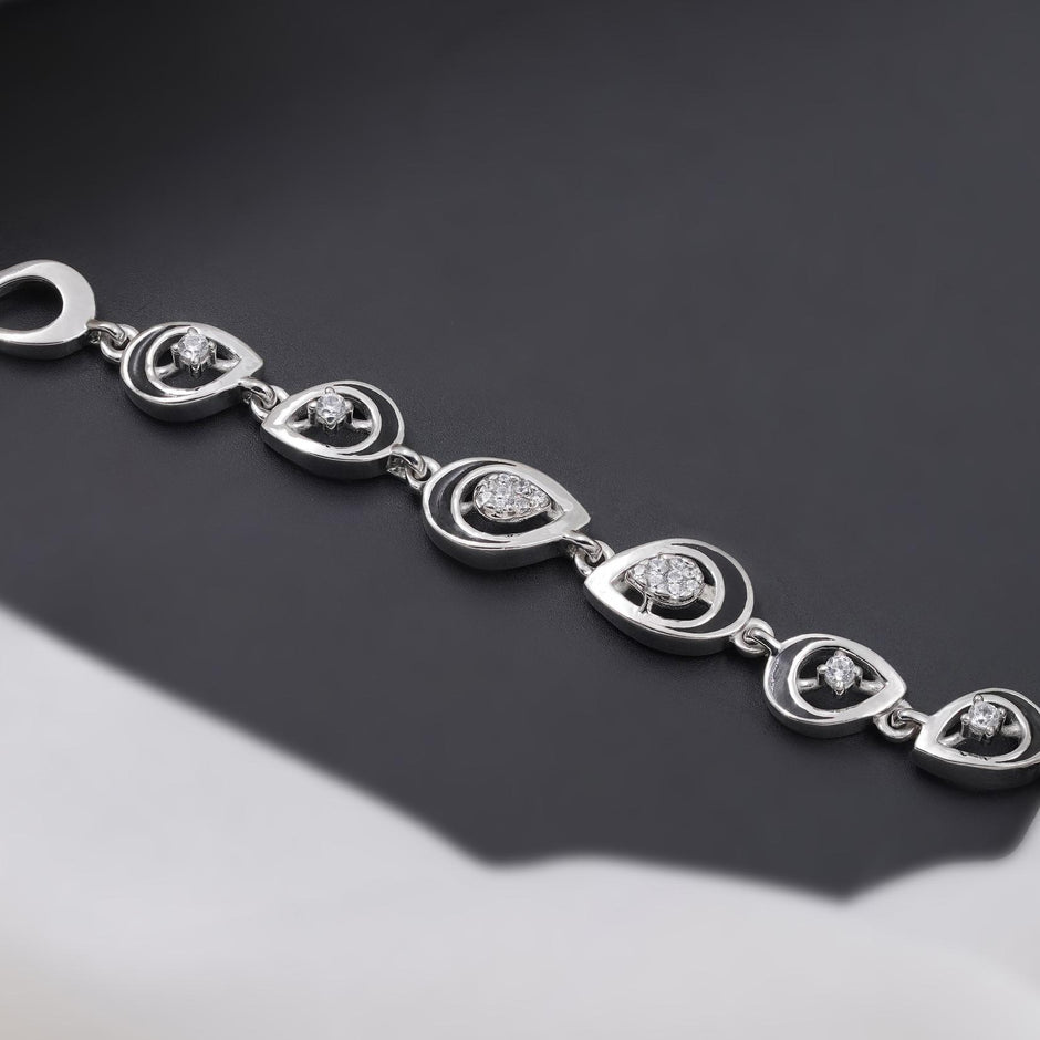 Teardrop CZ Motif 925 Sterling Silver Bracelet for Women