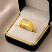 Elegant Rectangular Diamond 925 Sterling Silver Yellow Gold Ring for Men