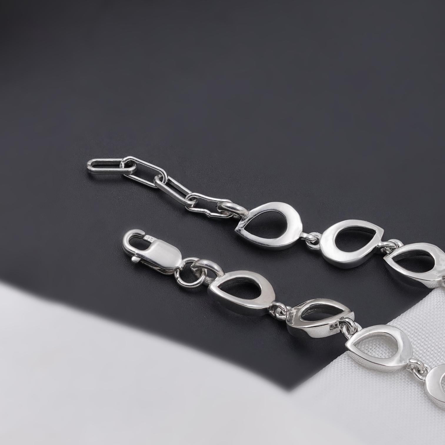 Teardrop CZ Motif 925 Sterling Silver Bracelet for Women