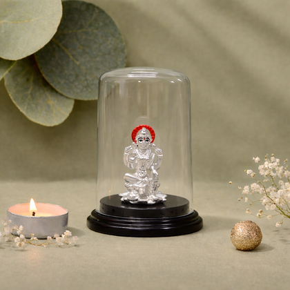 Divine Maa Lakshmi Pure Silver Murti with Glass Dome