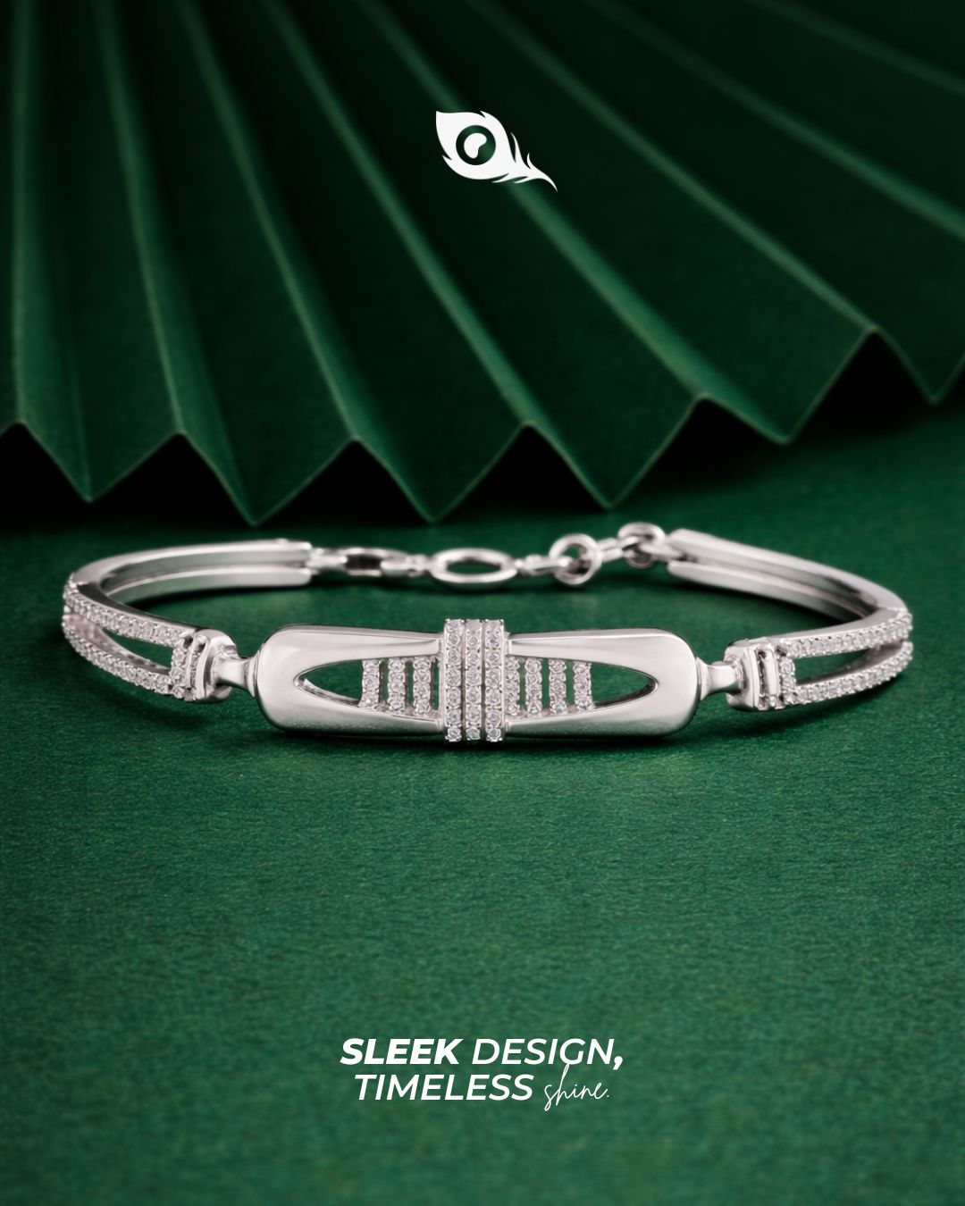 Modern Diamond Cuff Silver Bracelet for Women