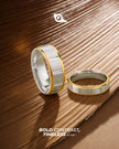 Modern Dual Tone Diamond Cut Band Ring on Hand