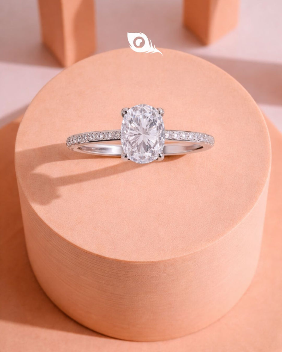 White Oval Solitaire Ring