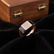 Rose Gold Rectangle Black CZ 925 Sterling Silver Ring for Men