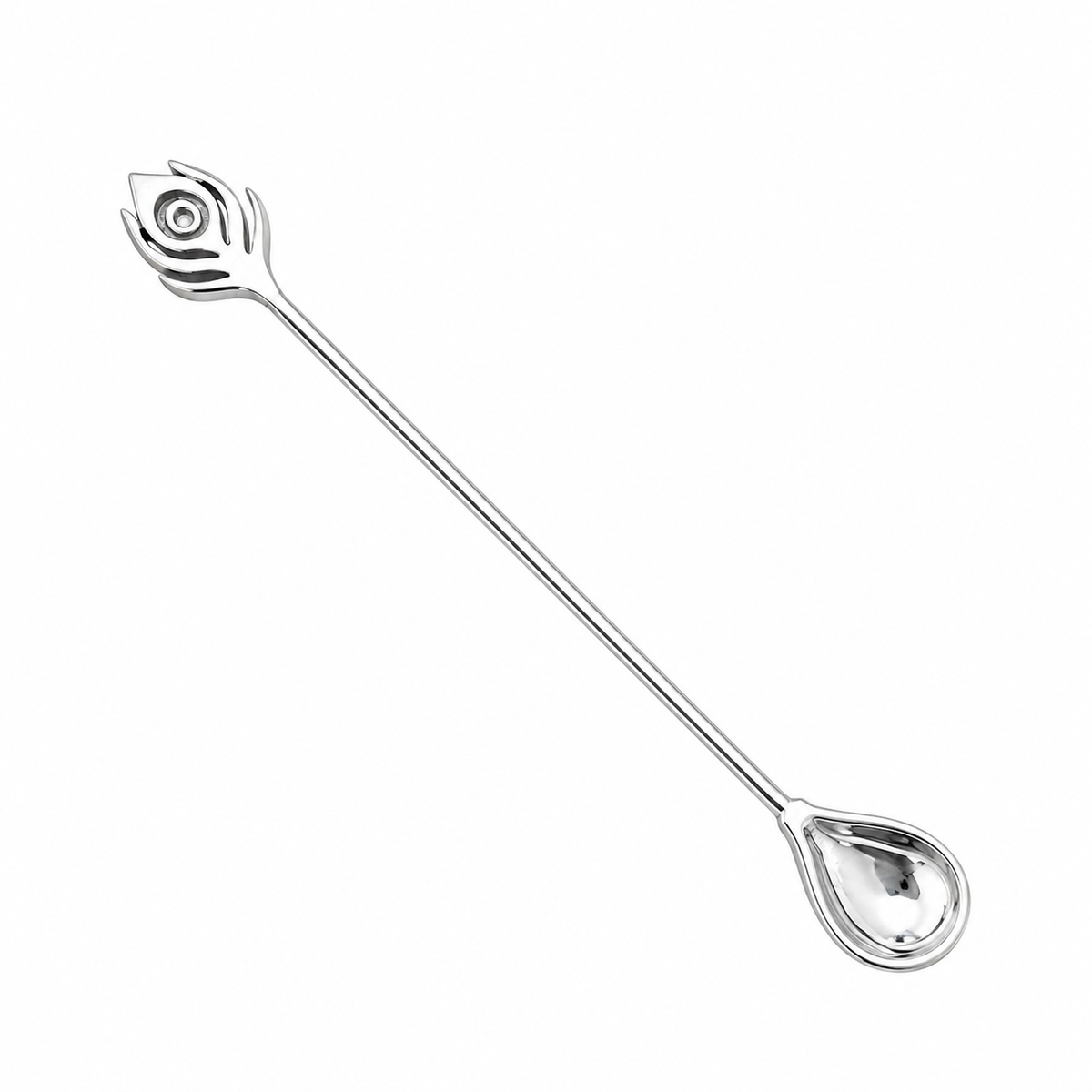 925 Sterling Silver Galthuthi Spoon with Peacock Feather Design | Traditional Baby Feeding & Keepsake Gift