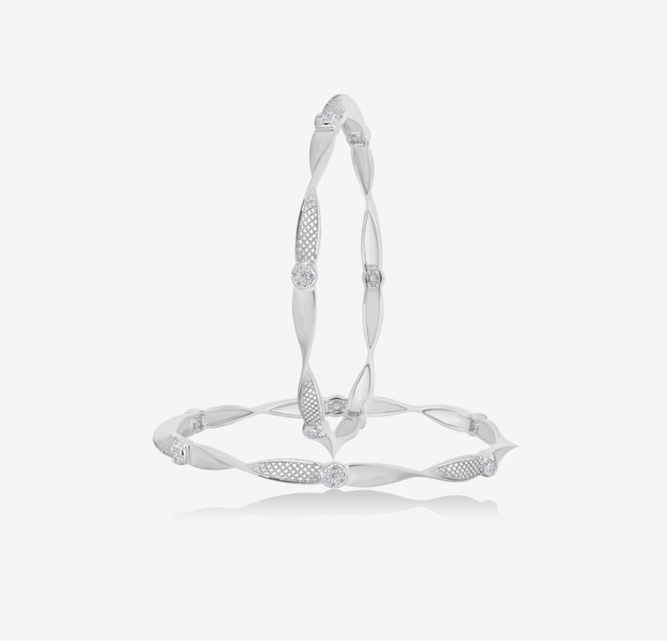 Elegant Twist Diamond-Set 925 Sterling Silver Bangle for Women