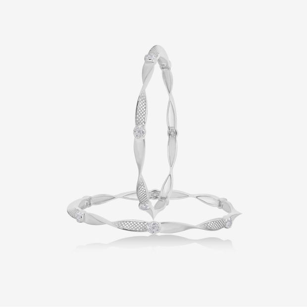 Elegant Twist Diamond-Set 925 Sterling Silver Bangle for Women