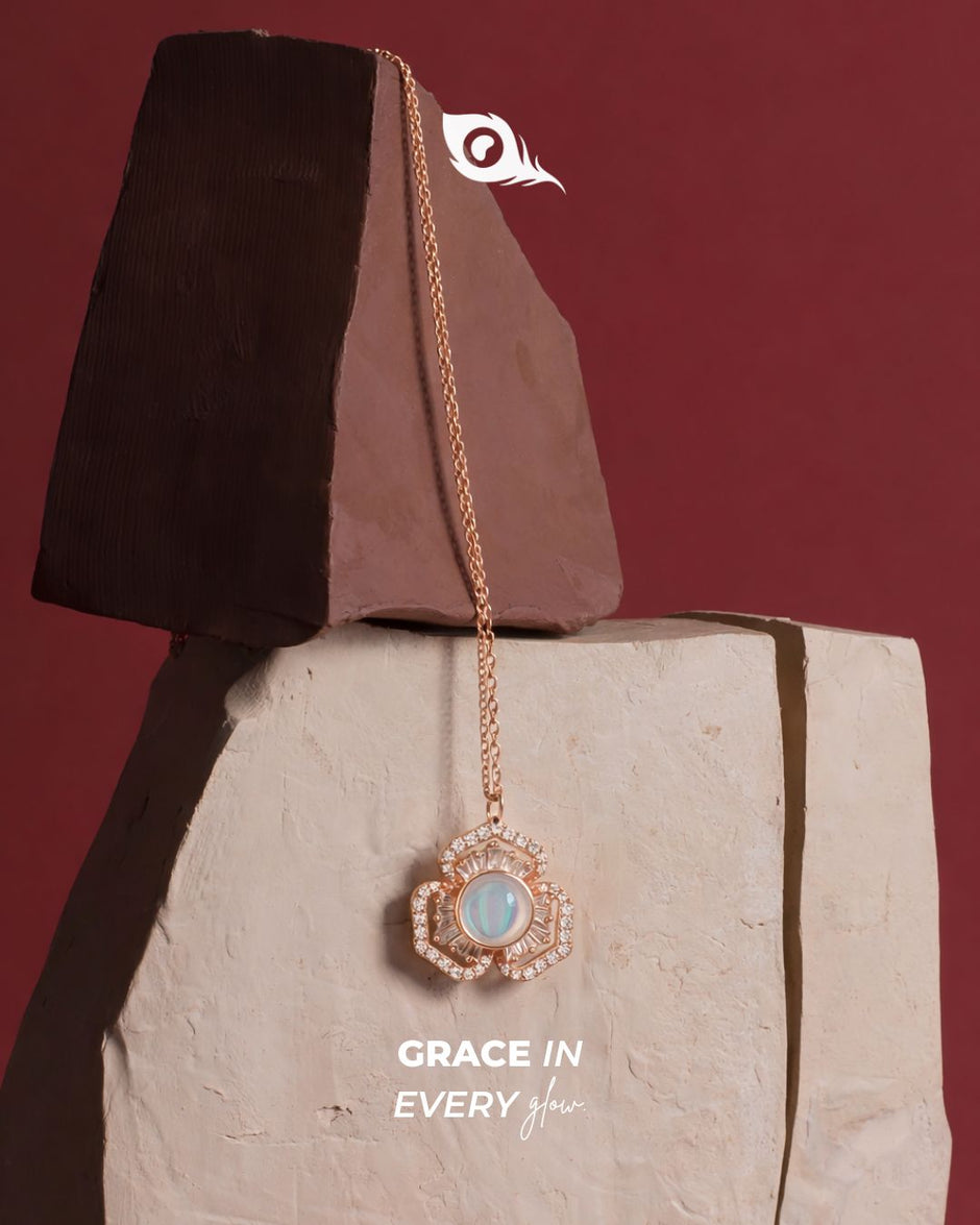 Bloom Aura Diamond Floral Rose Gold Pendant Necklace