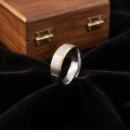 Premium 925 Sterling Silver Ring with Gold Accent