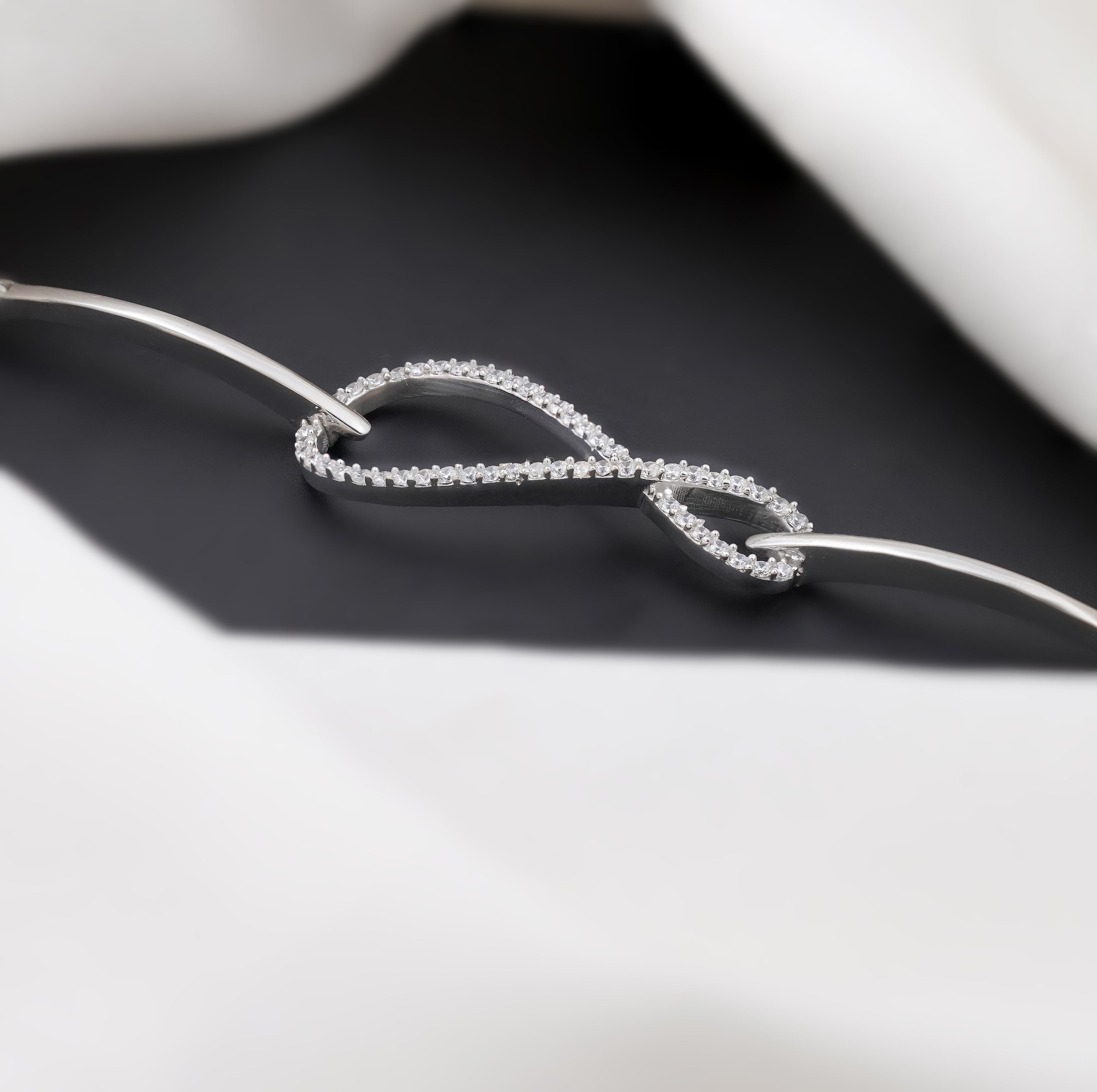 Infinity Design CZ 925 Sterling Silver Bracelet for Women