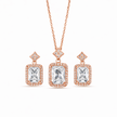Cubic Zirconia Diamond CZ 925 Sterling Silver Rose Gold Pendant Set for Women