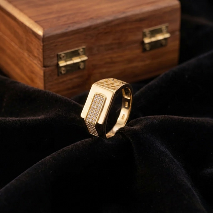 Royal Rectangle CZ 925 Sterling Silver Ring for Men