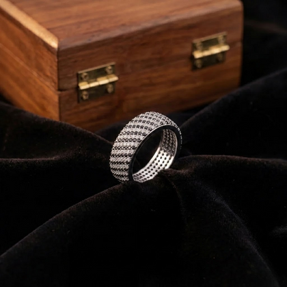 Black and Silver CZ Band Ring for Men