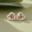 Light Brown Stone Heart Design 925 Sterling Silver Earrings for Women