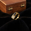Modern Gold-Tone Ring with Black Stone for Men