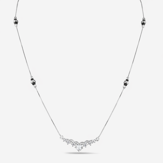 Curved White Stone 925 Sterling Silver Mangalsutra for Women