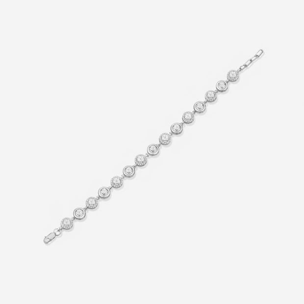 Circular Halo CZ 925 Sterling Silver Adjustable  Bracelet for Women