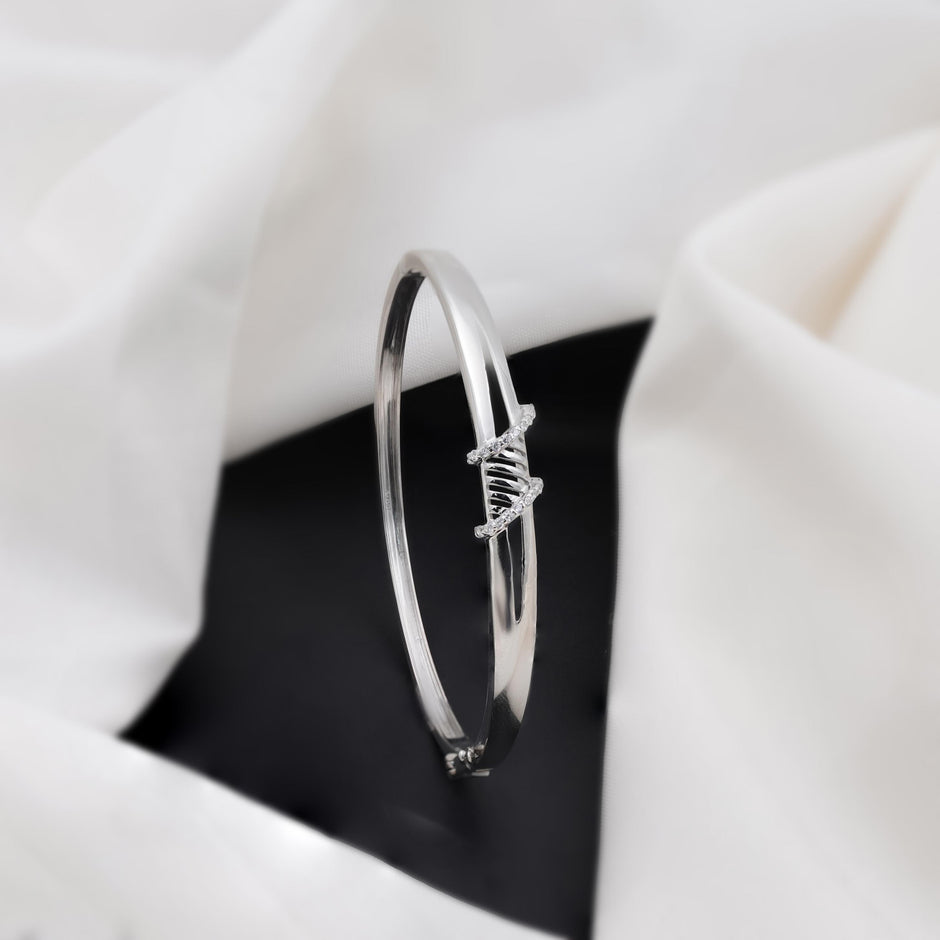 Twisted Spark CZ 925 Sterling Silver Bracelet for Women