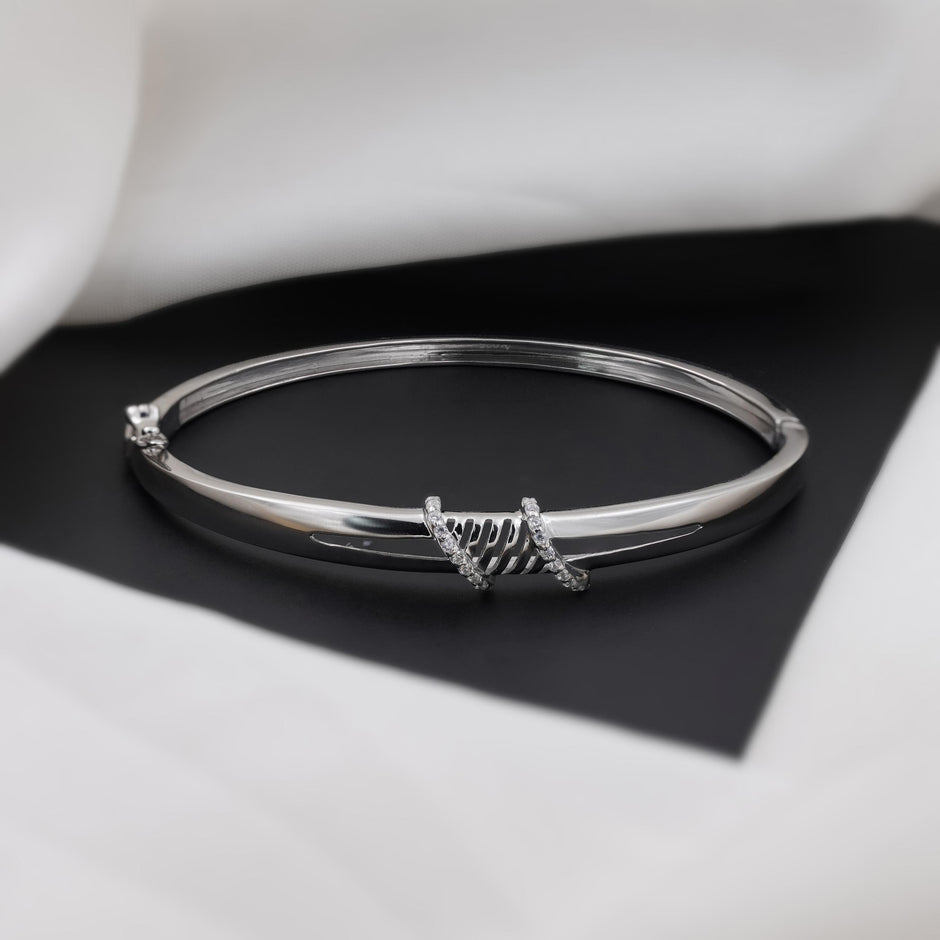 Twisted Spark CZ 925 Sterling Silver Bracelet for Women
