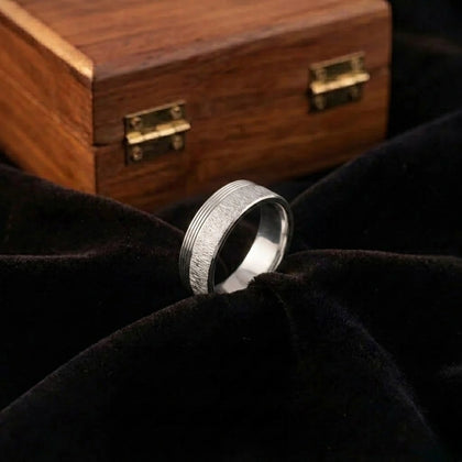 Men’s Sterling Silver Ring with Black Line Detail