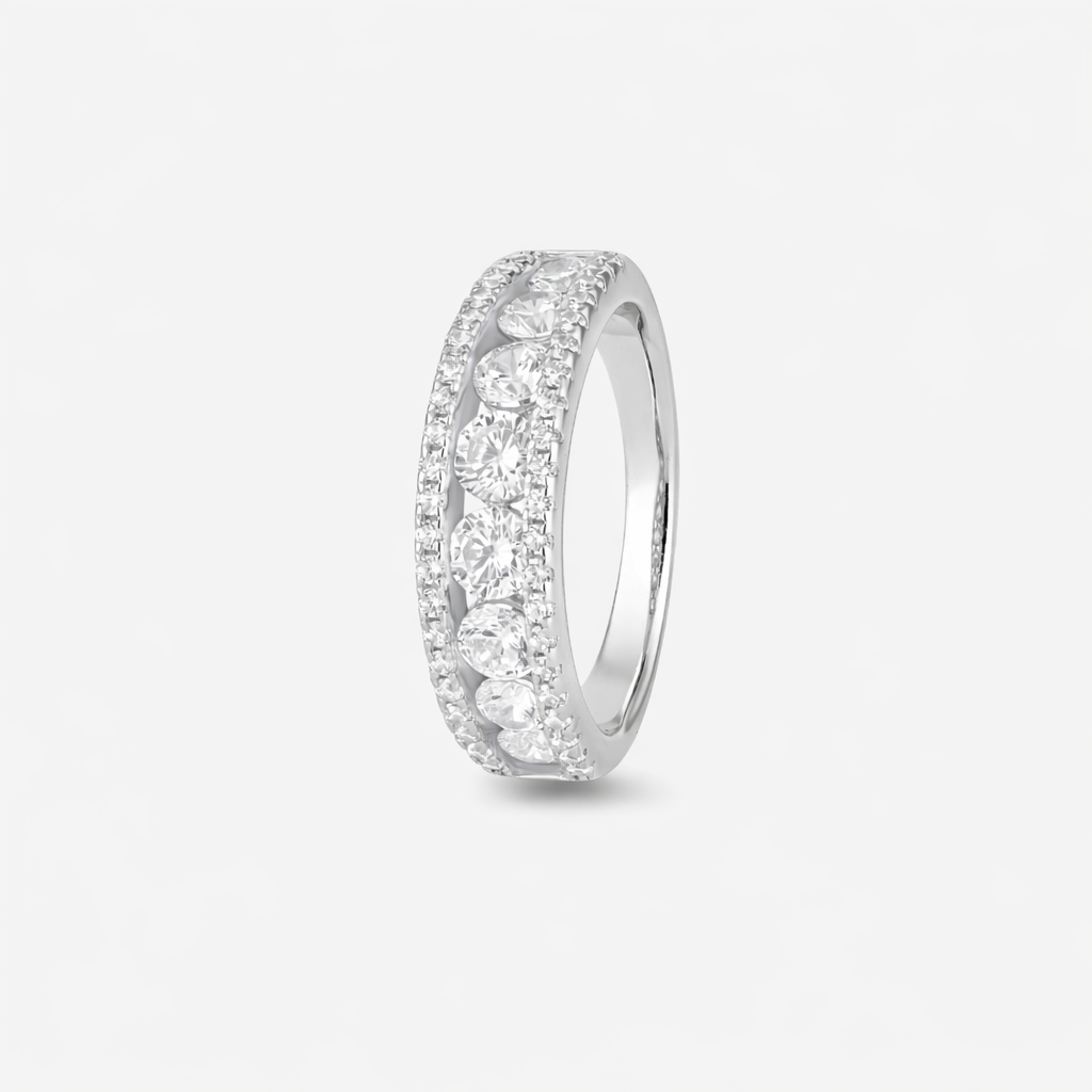Eternal Glow Diamond Statement Band 925 Sterling Silver Ring for Women