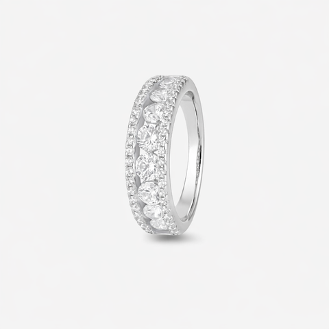 Eternal Glow Diamond Statement Band 925 Sterling Silver Ring for Women