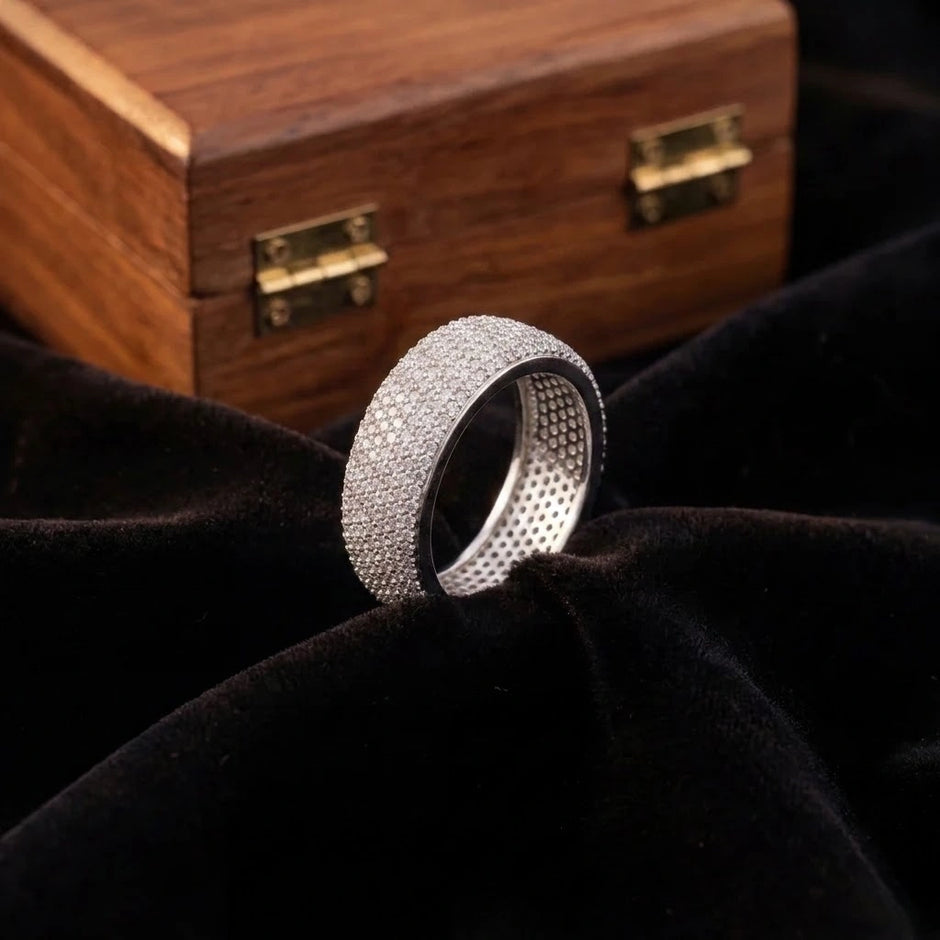 925 Sterling Silver Pave CZ Ring for Men