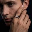 Bold Luxe Black Diamond CZ Rose Gold Plated 925 Sterling Silver Ring for Men