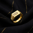 Elegant Rectangular Diamond 925 Sterling Silver Yellow Gold Ring for Men