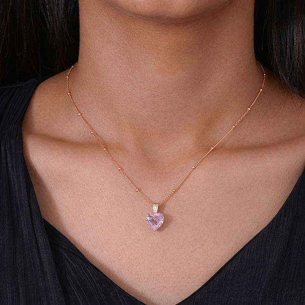 Blush Heart Design 925 Sterling Silver Rose Gold Pendant Chain for Women
