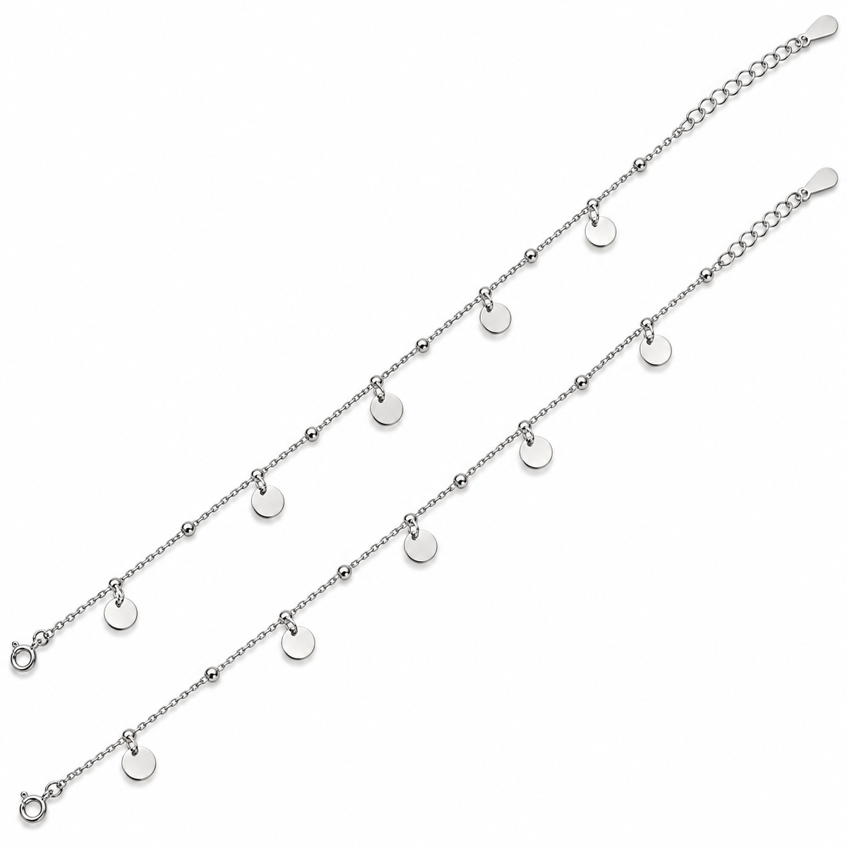 925 Silver Shimmer Coin Charm Anklet