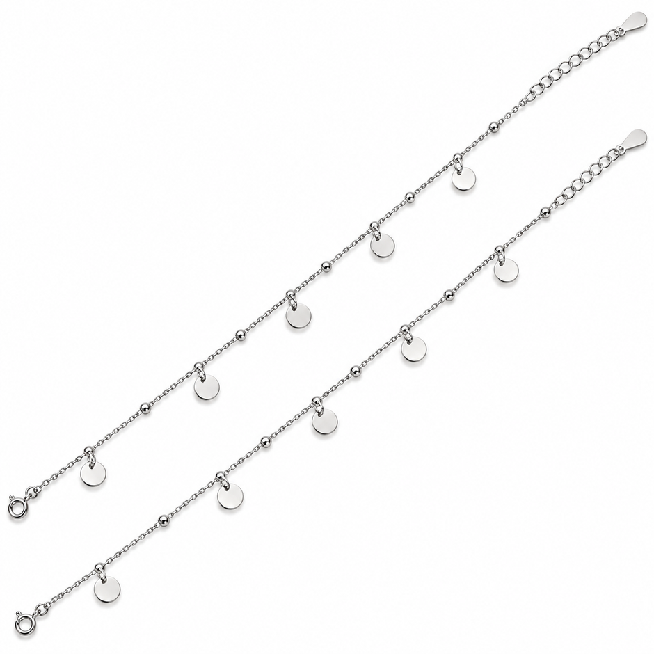 925 Silver Shimmer Coin Charm Anklet