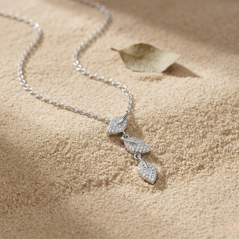 925 Sterling Silver Leaf Design Chain Pendant for Women