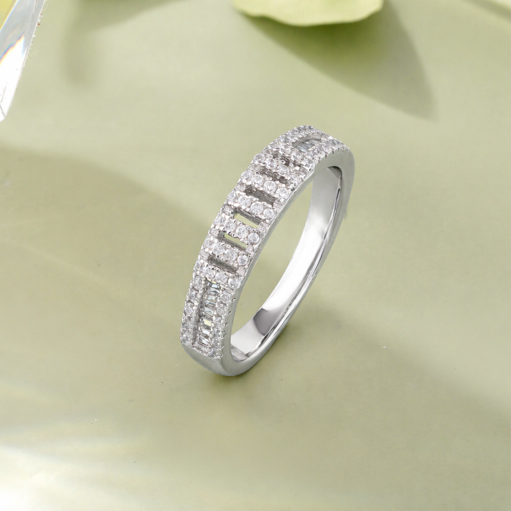 925 Sterling Silver Diamond Ring on Hand