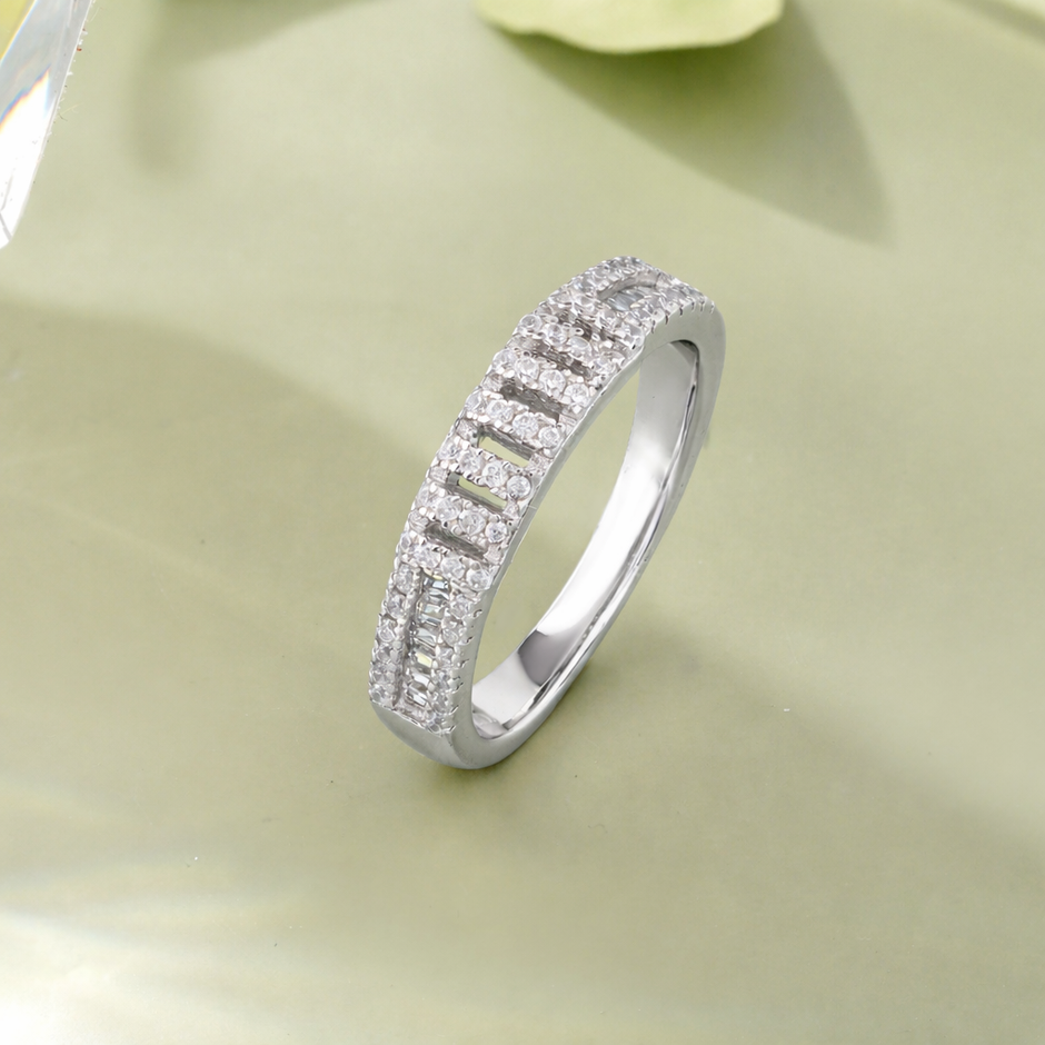 925 Sterling Silver Diamond Ring on Hand