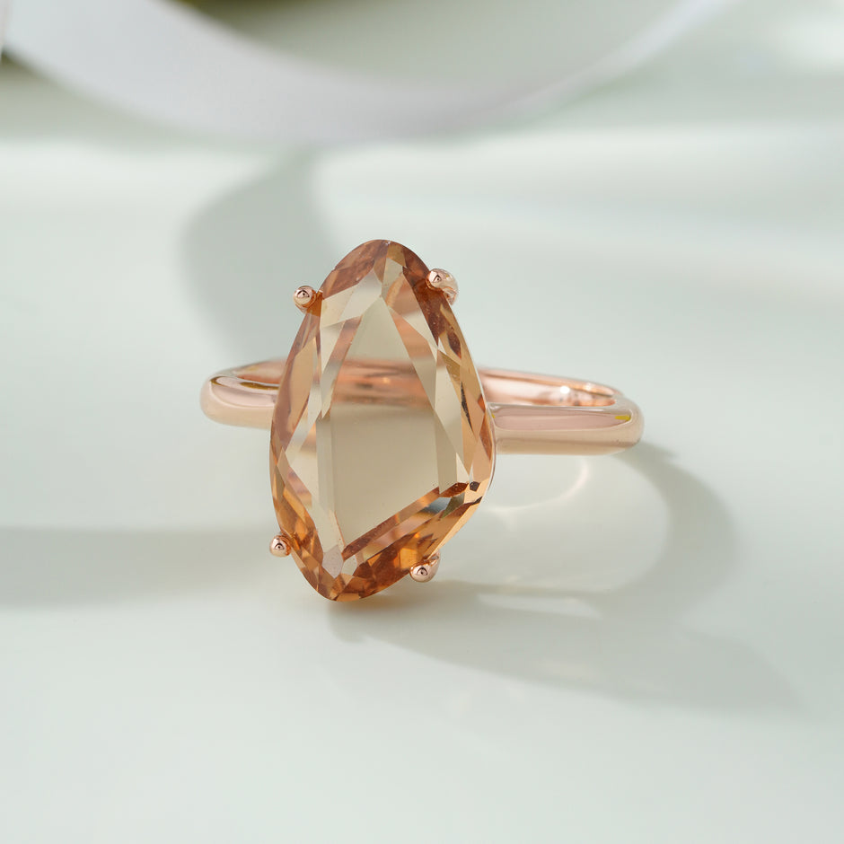 Oval-cut Stone Rose Gold Ring