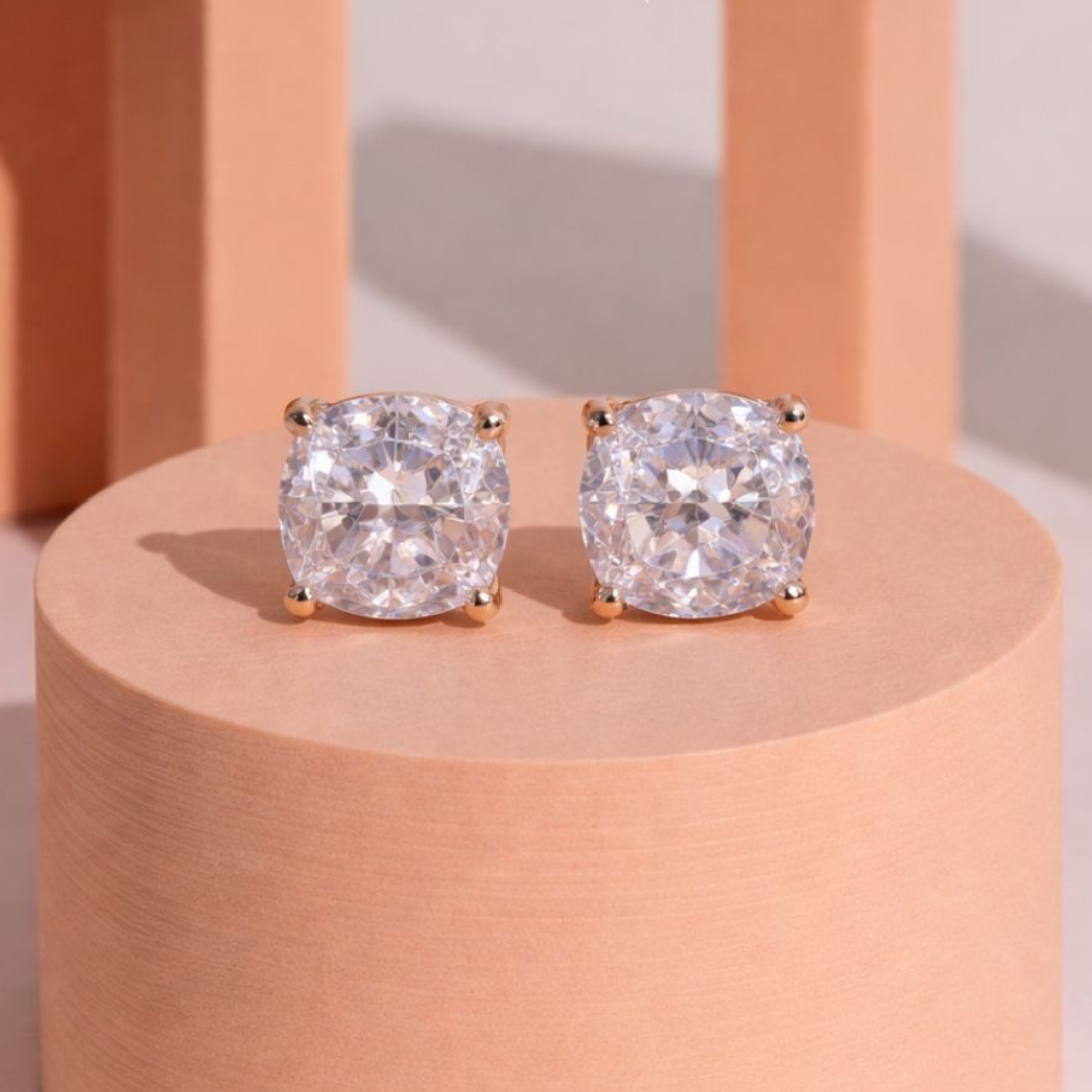 Blush Radiance CZ Rose Gold Stud Earrings
