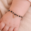 Angel Charm Black Bead 925 Sterling Silver Rose Gold Kid's Bracelet