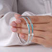 Aqua Radiance Diamond-Infused 925 Sterling Silver Bangle for Women