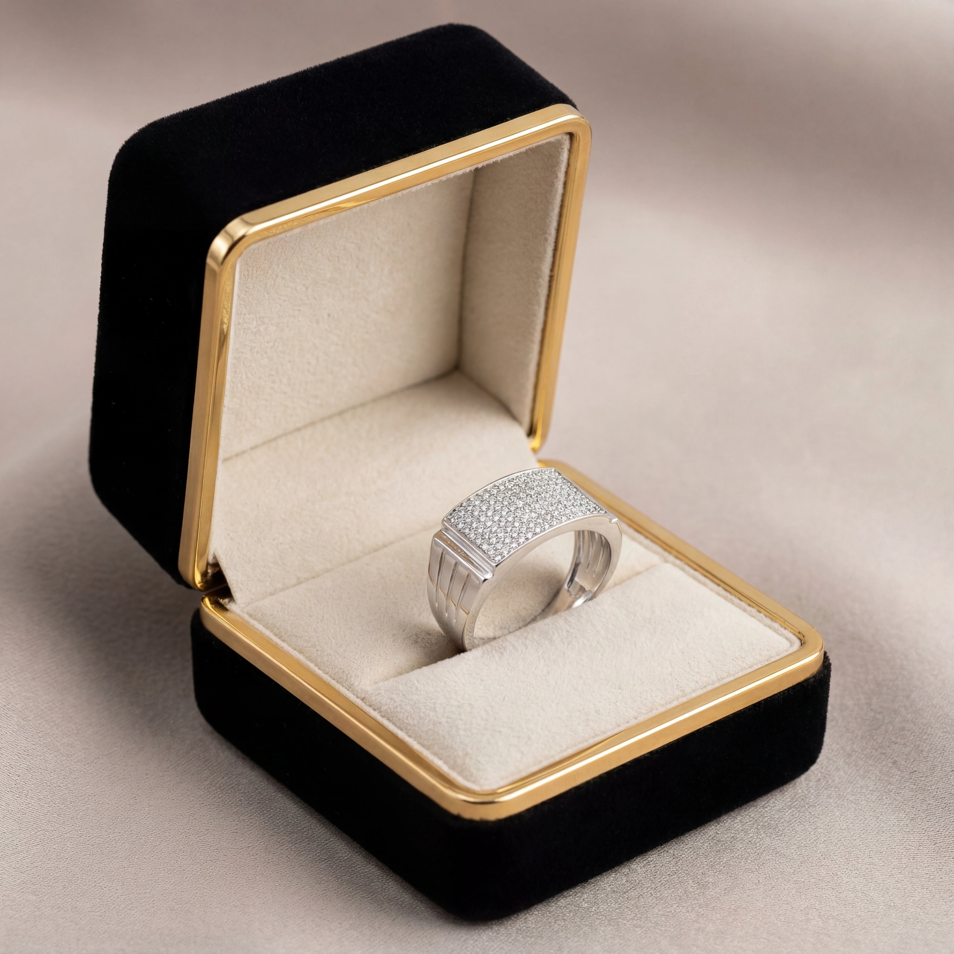 Silver Square CZ 925 Sterling Silver Ring for Men